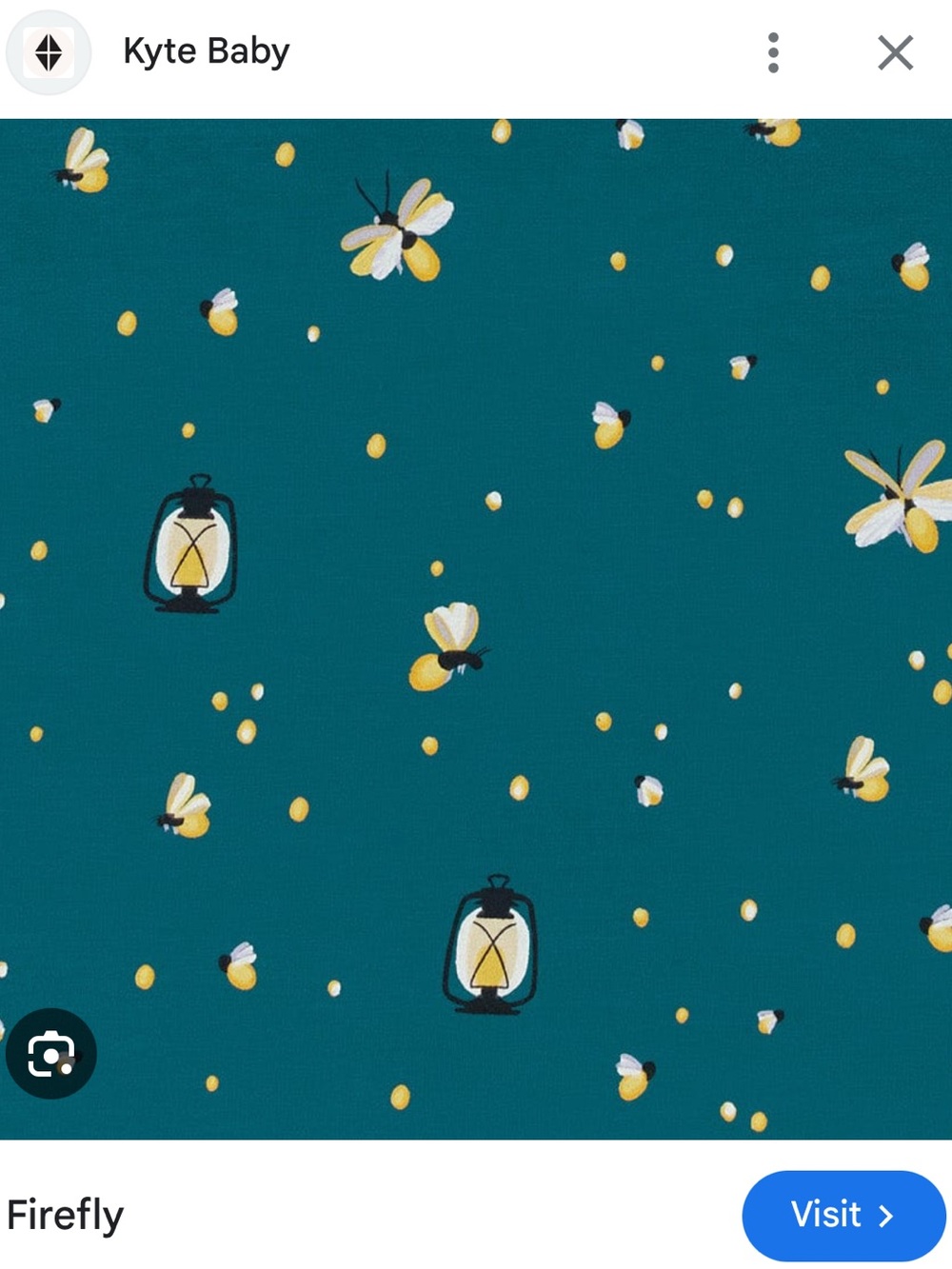 ISOOOOOOO Kyte BABY Teal Fabric with Yellow and White Firefly Motif